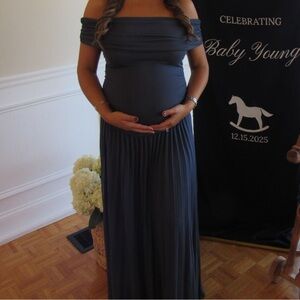 Lioness Off-Shoulder Navy Maxi Dress